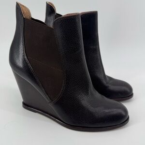 Corso Como Dark Chocolate Brown Leather 4" Wedge Boots Women's Size 7